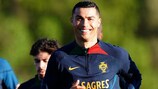 Cristiano Ronaldo in Portugal training on Tuesday