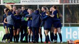 A Suécia festeja a vitória sobre os Países Baixos que a levou à primeira fase final do EURO Sub-17 Feminino em dez anos