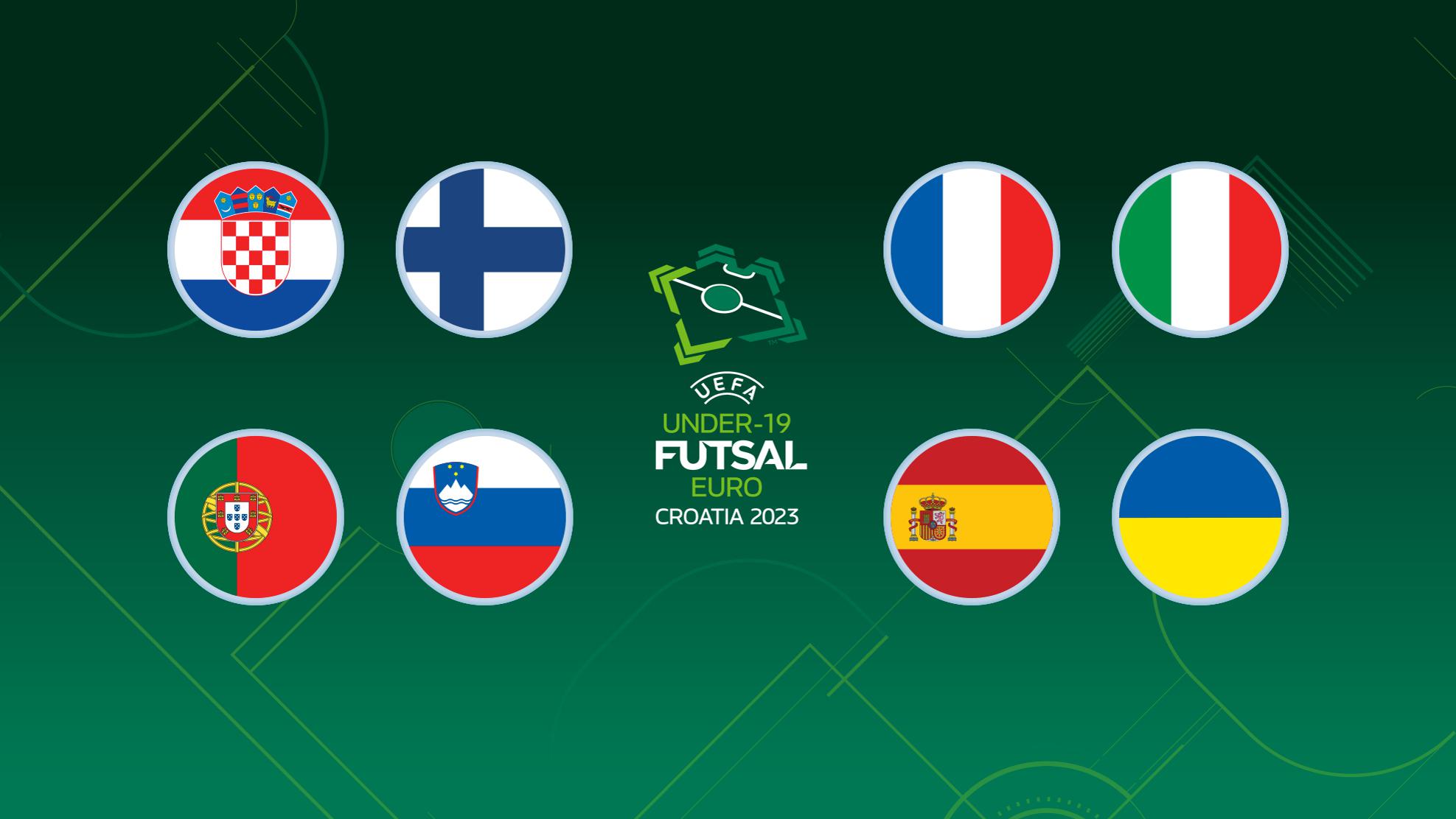 Conoce a los finalistas de la EURO Sub-19 de Fútbol Sala: Portugal, Croacia, Finlandia, Francia, Italia, Eslovenia, España y Ucrania |  Campeonato de Europa Sub-19 de Fútbol Sala