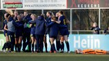 Sweden celebrate the win against the Netherlands that took them to their first Women's Under-17 EURO finals in ten years