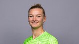 WOLFSBURG, GERMANY - SEPTEMBER 27: Alexandra Popp of Wolfsburg poses for a photo during the VfL Wolfsburg UEFA Women's Champions League Portrait session at AOK-Stadion on September 27, 2022 in Wolfsburg, Germany. (Photo by Vera Loitzsch - UEFA/UEFA via Getty Images)