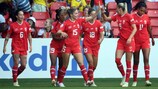     Szwajcaria świętuje zdobycie gola w Mistrzostwach Europy Kobiet 2022.