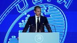 O Presidente da UEFA, Aleksander Čeferin, no uso da palavra durante o 47º  Congresso  Ordinário da UEFA