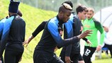 Victor Osimhen pictured during Napoli training on Monday morning