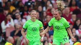 Jill Roord feiert den Wolfsburger 1:1-Ausgleich bei Arsenal