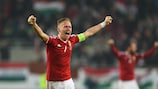 Former Hungary captain Balázs Dzsudzsák celebrates victory