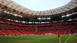 General view inside the Puskás Aréna stadium prior to the 2023 UEFA Europa League final match in Budapest, Hungary. 
