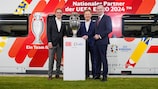 Left to right: UEFA EURO 2024 tournament director Philipp Lahm, Deutsche Bahn CEO Dr Richard Lutz and German federal minister of transport Dr Volker Wissing