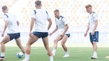 Romania training ahead of their match against Spain