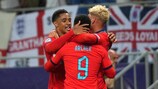 Emile Smith Rowe (left) celebrates England's second goal against Czechia