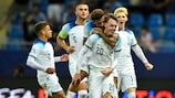England celebrate the goal that ultimately secured victory against Spain and the U21 EURO title