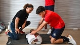 Malta players receive CPR training at UEFA European Under-19 Championship Finals 2022/23.