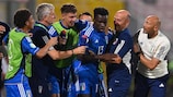 Italy celebrate Michael Kayode's winner against Portugal in the final 