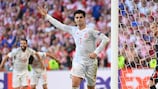 Alvaro Morata fête le quatrième but espagnol face à la Croatie