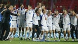 Greece celebrate as the final whistle blows in the final of UEFA EURO 2004