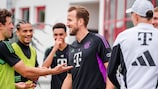 Harry Kane durante o treino do Bayern na segunda-feira