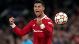 Cristiano Ronaldo celebra o seu 136º golo na UEFA Champions League