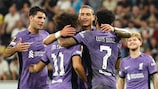 Liverpool goalscorers Mohamed Salah, Darwin Núñez and Luis Díaz celebrate in Linz