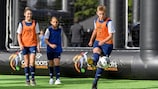 Children in Slovenia play at a UEFA Football in Schools event