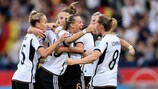 Klara Buehl della Germania festeggia il gol durante la partita della UEFA Womens Nations League tra Germania e Islanda 