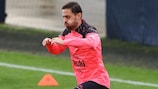 Bernardo Silva in Man City training on Tuesday