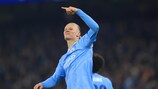 MANCHESTER, ENGLAND - NOVEMBER 7: Erling Haaland of Manchester City celebrates their third goal during the UEFA Champions League Group G match between Manchester City and BSC Young Boys at Etihad Stadium on November 7, 2023 in Manchester, England. (Photo by Simon Stacpoole/Offside/Offside via Getty Images)