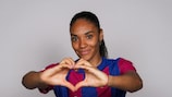 BARCELONA, SPAIN - OCTOBER 11: Salma Paralluelo of FC Barcelona poses for a photo during the FC Barcelona Access Day at Estadi Johan Cruyff on October 11, 2023 in Barcelona, Spain. (Photo by Aitor Alcalde - UEFA/UEFA via Getty Images)
