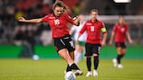 Albania's Alma Hila in  UEFA Women's Nations League action against Republic of Ireland 