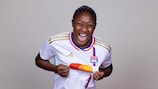LYON, FRANCE - OCTOBER 17: Kadidiatou Diani of Olympique Lyonnais poses for a portrait during the UEFA Women's Champions League Official Portraits shoot on October 17, 2023 in Lyon, France. (Photo by Francesco Scaccianoce - UEFA/UEFA via Getty Images)