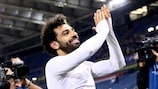 Mohamed Salah celebra el 7-6 global del Liverpool ante la Roma en las semifinales de la edición 2017/18