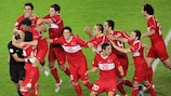 Os jogadores da Turquia festejam após a vitória sobre a Croácia no EURO 2008