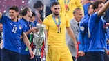 Gianluigi Donnarumma celebrates Italy's UEFA EURO 2020 triumph