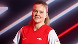 BERGEN, NORWAY - NOVEMBER 07: Signe Gaupset of SK Brann poses for a portrait during the UEFA Women's Champions League Official Portraits shoot at  on November 07, 2023 in Bergen, Norway. (Photo by Bryn Lennon - UEFA/UEFA via Getty Images)