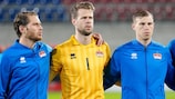 Liechtenstein perfilado para um jogo do Grupo D1