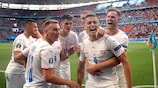 La République tchèque célèbre son but contre les Pays-Bas en huitièmes de finale de l'EURO 2020