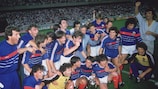 France's European national team champions of 1984 take the acclaim in Paris