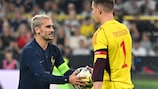 Antoine Griezmann et Mar André ter Stegen, lors de la dernière rencontre entre les deux pays, le 12 septembre 2023 à Dortmund, pour une victoire de l'Allemagne 2-1 en amical
