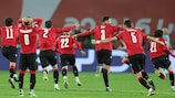 Georgia celebrate the shoot-out win that took them to their first EURO