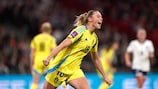Fridolina Rolpo celebra su gol en Wembley