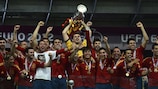 Les joueurs espagnols célèbrent leur victoire à l'EURO 2012