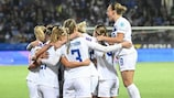 Finland celebrate their winner against Italy