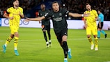 Kylian Mbappé esulta dopo un gol nel successo 2-0 del Paris sulò Dortmund alla Giornata 1