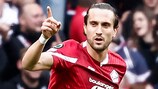 Yusuf Yazıcı celebrates scoring for Lille against Aston Villa