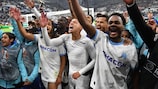 Marseille celebrate reaching the Europa League semi-finals