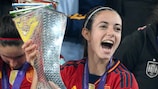Aitana Bonmatí with the UEFA Women's Nations League trophy