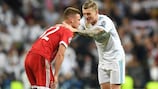 Bayern's Joshua Kimmich and Real Madrid's Toni Kroos in 2018