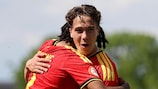 Jelle Driessen celebrates after Belgium team-mate Jayden Onia Seke scores